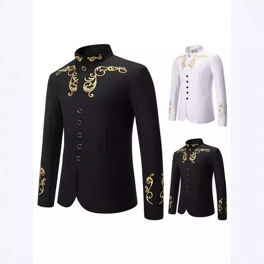 Herren Eleganter Blazer mit kunstvollen Stickereien EB