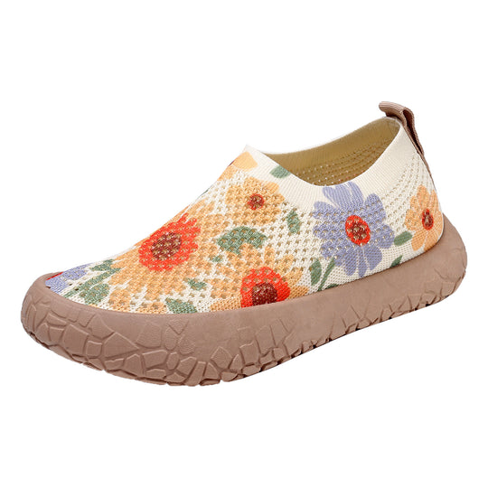 Damen Komfortable Slip-On Freizeitschuhe mit floralem Muster EB
