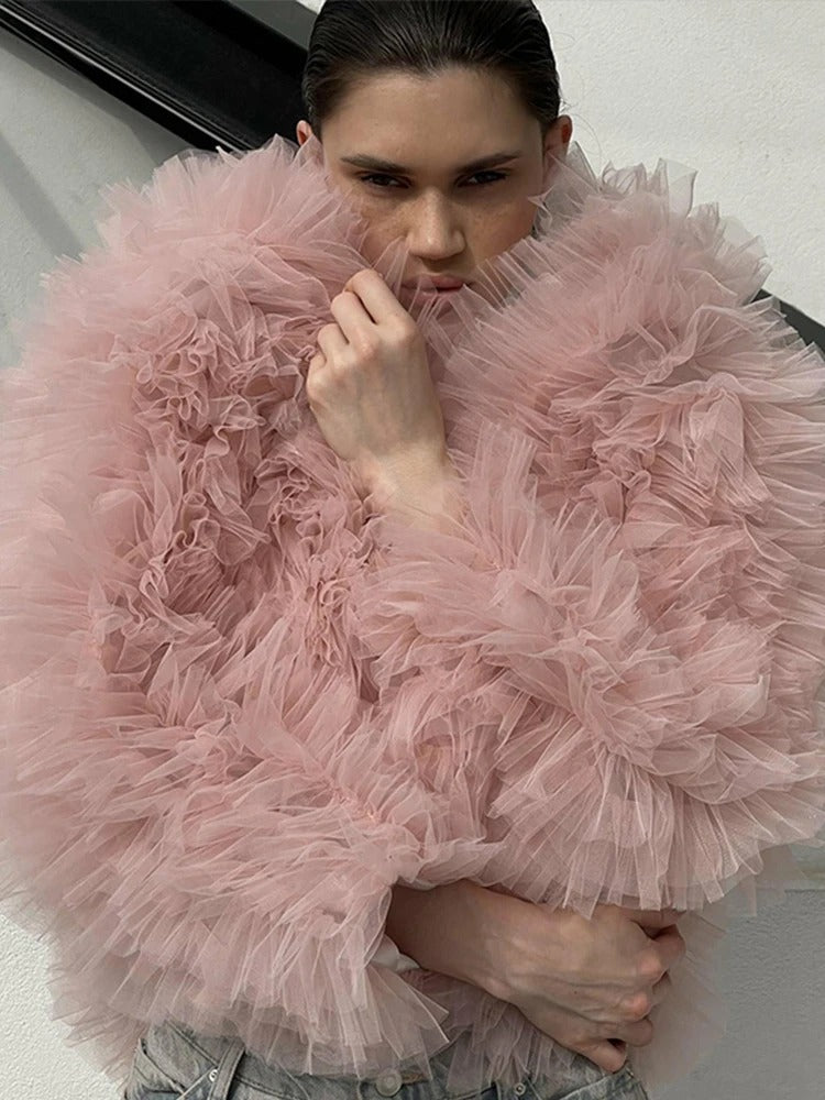 Damen Voluminöse Tülljacke EB