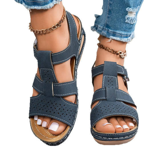 Damen bequeme Komfortsandalen mit atmungsaktiven Cut-Outs EB