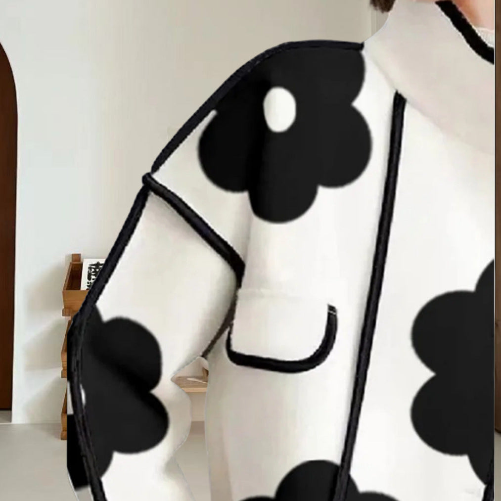 Damen modische Übergangsjacke mit floralem Muster EB
