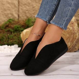 Damen elegante Slipper mit ausgefallenem V-Ausschnitt und bequemer Sohle EB