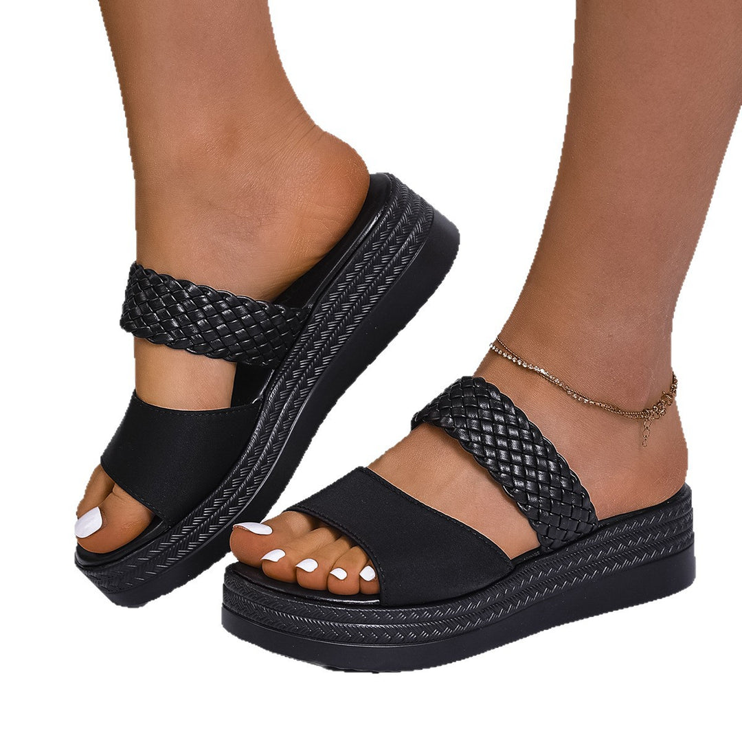 Damen Komfortable Crossover-Sandalen mit geflochtenem Obermaterial und rutschfester Sohle EB