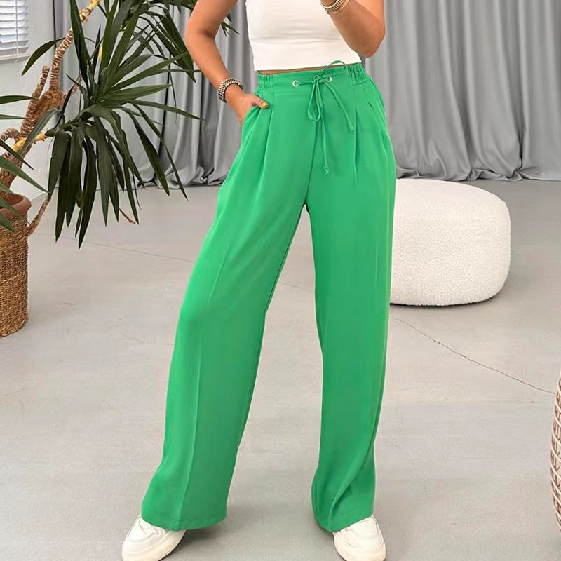 Damen Weite Freizeithose mit elastischem Bund und verstellbarem Kordelzug EB