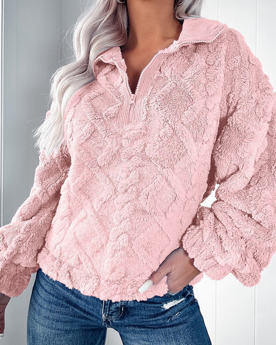 Damen Fleecepullover mit hohem Kragen und Reißverschluss EB