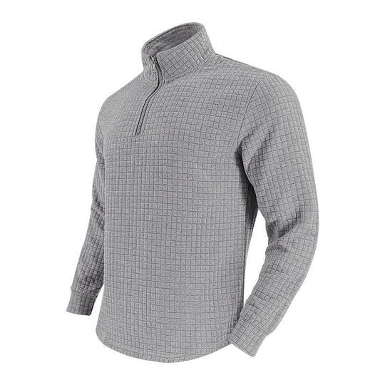 Herren eleganter Stehkragenpullover mit Reißverschluss und strukturiertem Design EB