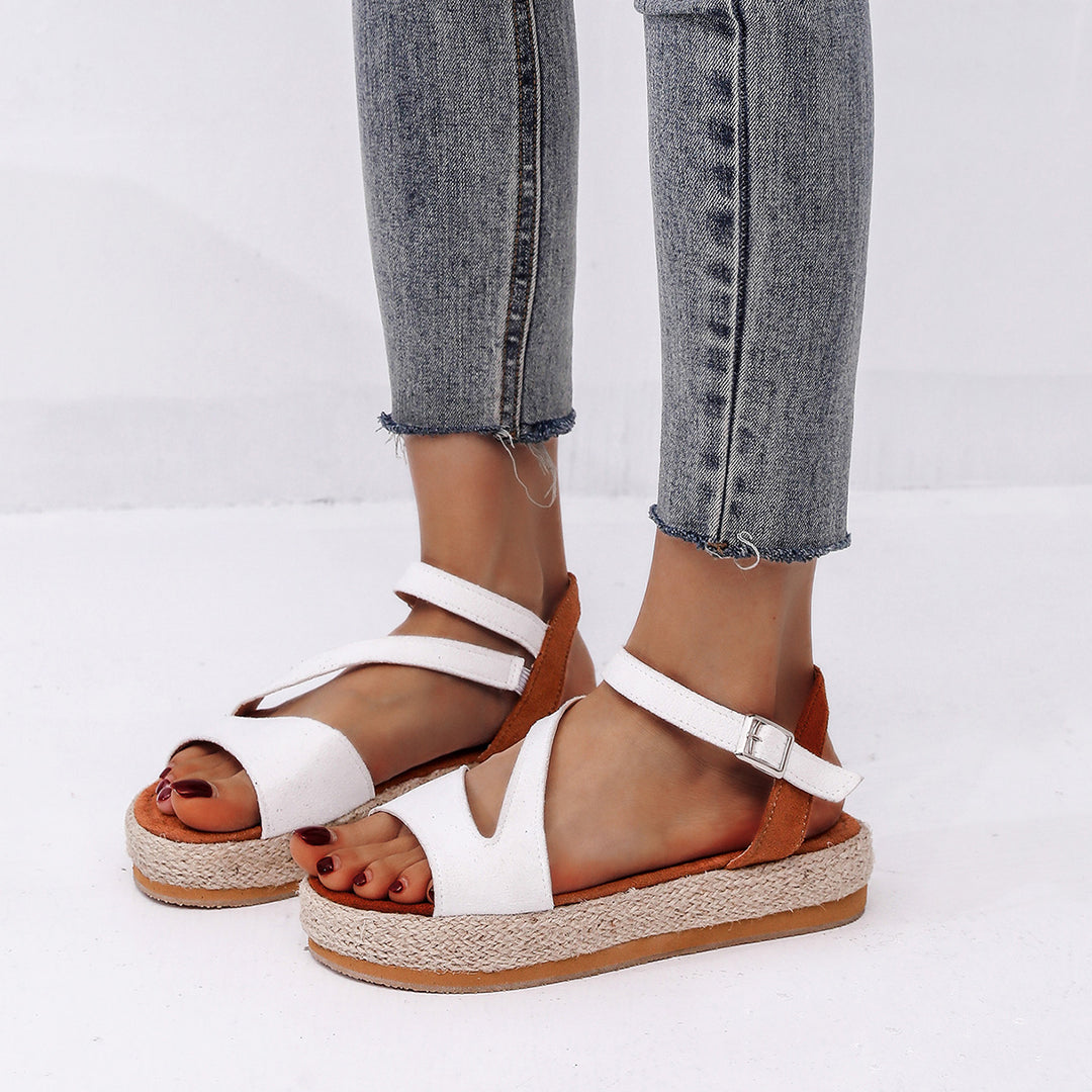 Damen Elegante und komfortable Keil-Sandalen mit verstellbarem Riemen EB