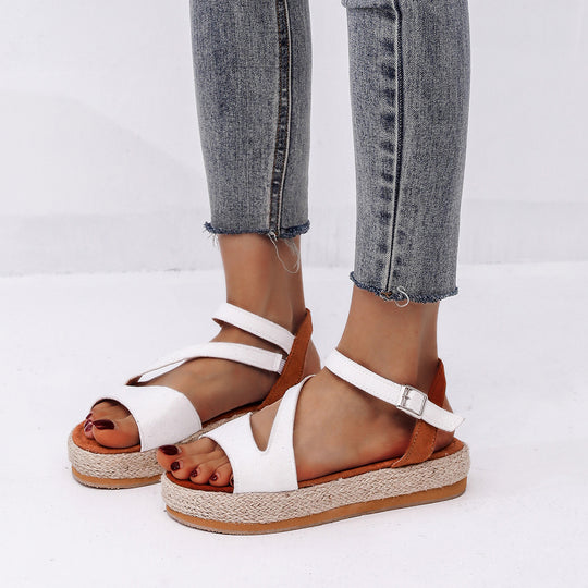 Damen Elegante und komfortable Keil-Sandalen mit verstellbarem Riemen EB