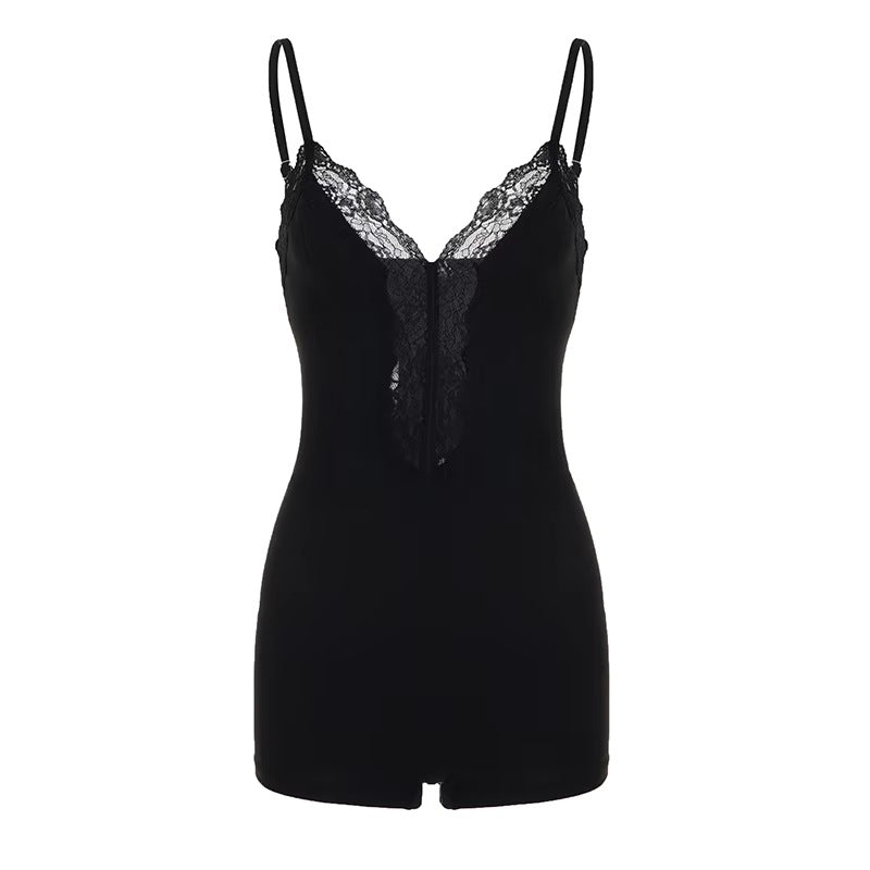 Damen Nachtwäsche Bodysuit mit raffiniertem Spitzendetail EB