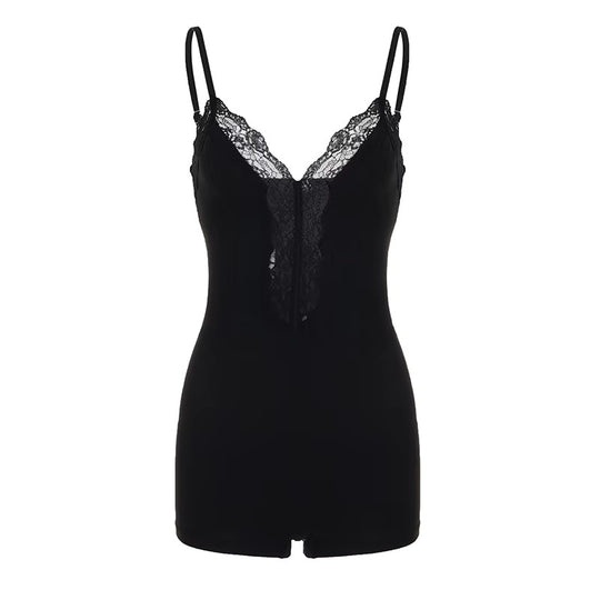 Damen Nachtwäsche Bodysuit mit raffiniertem Spitzendetail EB