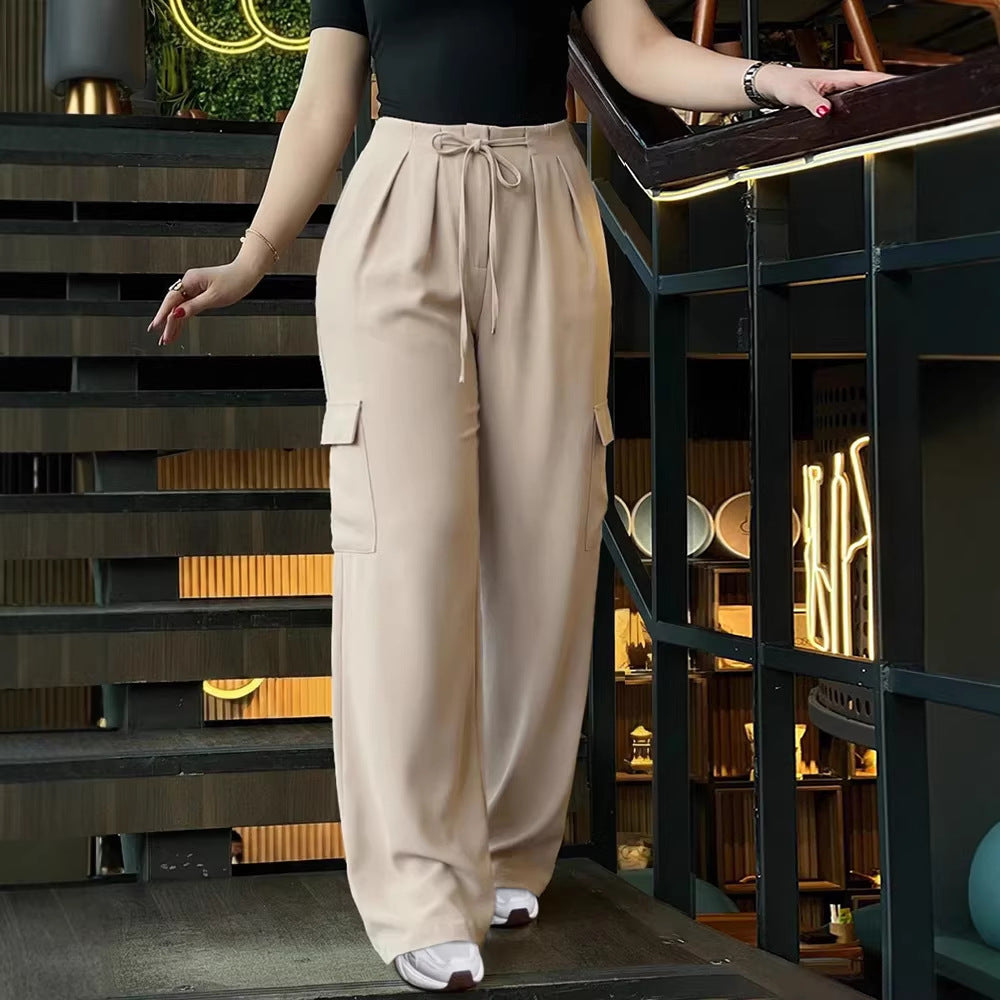 Damen weite Cargo-Hose mit elastischem Bund und praktischen Taschen EB