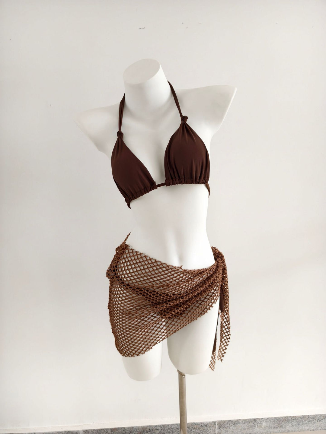 Damen Triangel-Bikini mit modischen Netzrock-Details EB