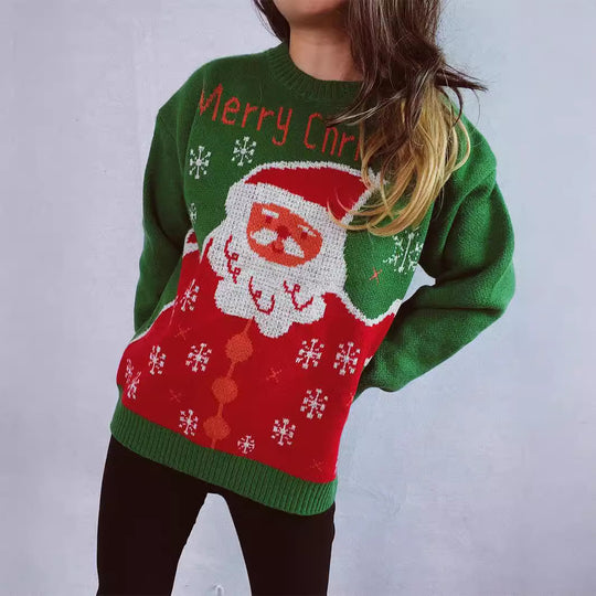 Damen Weihnachtspullover mit festlichem Santa-Motiv und bequemer Passform EB