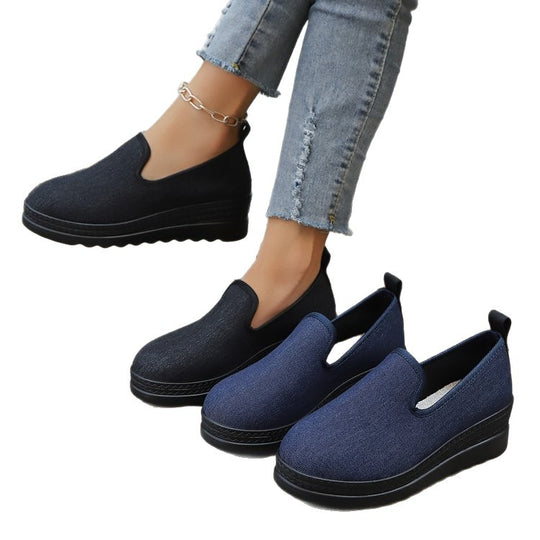Damen Komfortable Slip-On Schuhe mit flexiblem Obermaterial und weicher Sohle EB