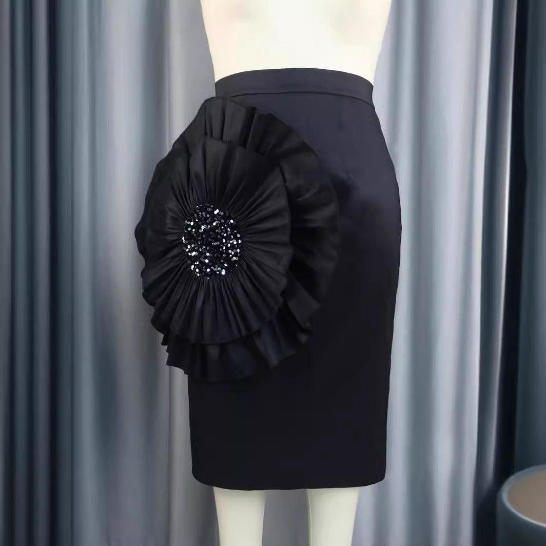 Damen Bleistiftrock mit voluminösem Rüschen-Detail EB