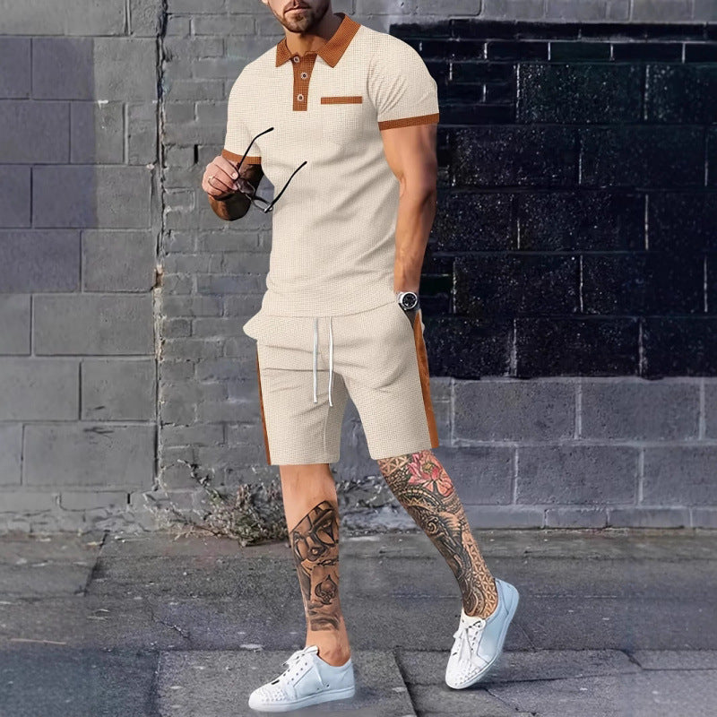 Herren Poloshirt und Shorts Set mit stylischem Kontrastdesign EB