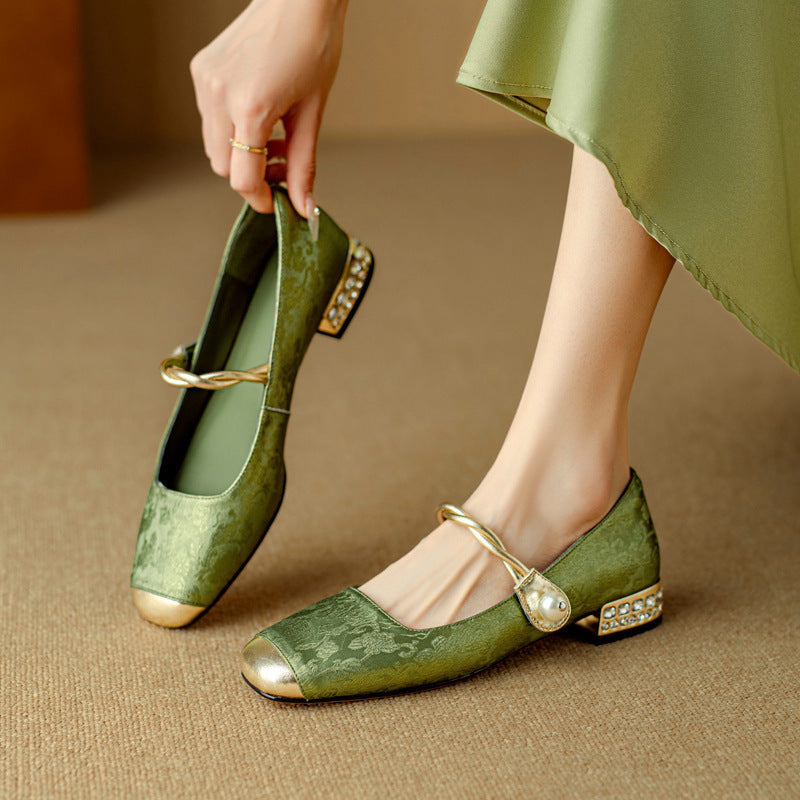 Damen Ballerinas mit Perlenschmuck und elegantem Design EB