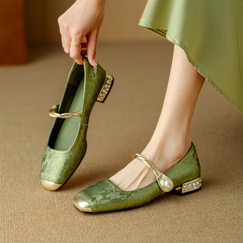 Damen Ballerinas mit Perlenschmuck und elegantem Design EB