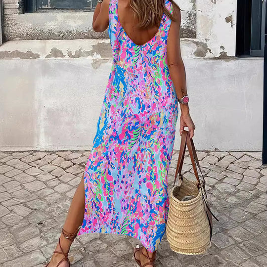 Damen Maxikleid mit floralem Muster und lässigem Schnitt EB