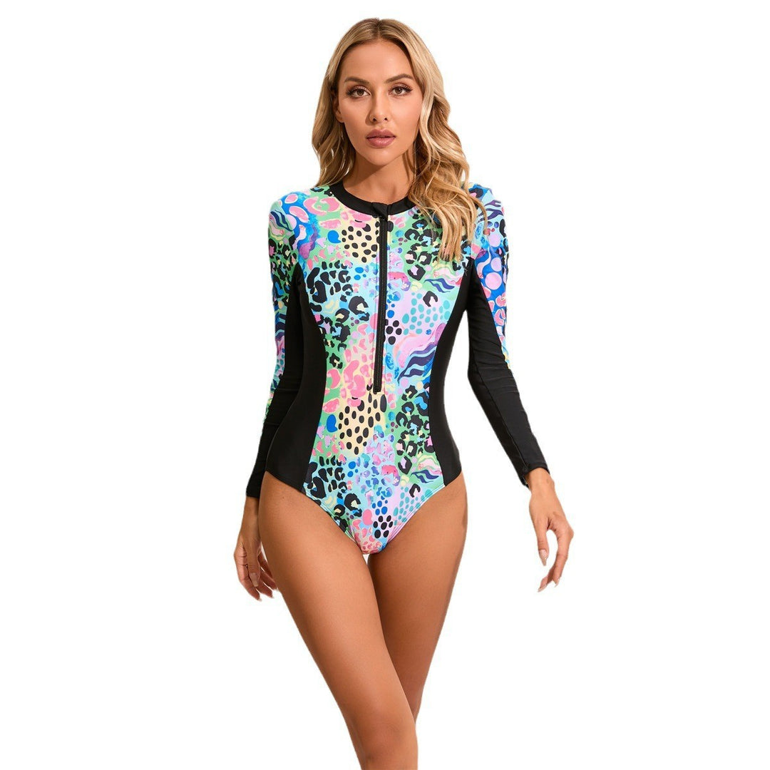 Damen Langarm-Schwimmanzug mit grafischem Design EB