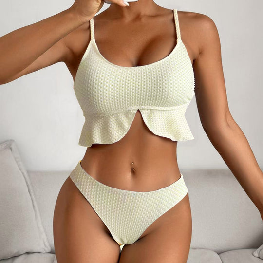 Damen Flattertop-Bikini mit hohem Bund EB
