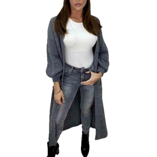 Damen Strickmantel mit tiefen Taschen und modernen Details EB