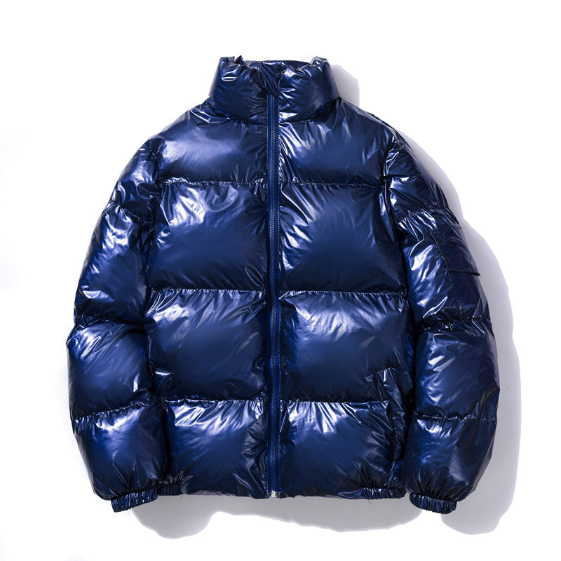 Herren nan glänzende Oversize Daunenoptik Steppjacke mit hohem Stehkragen und elastischen Bündchen EB