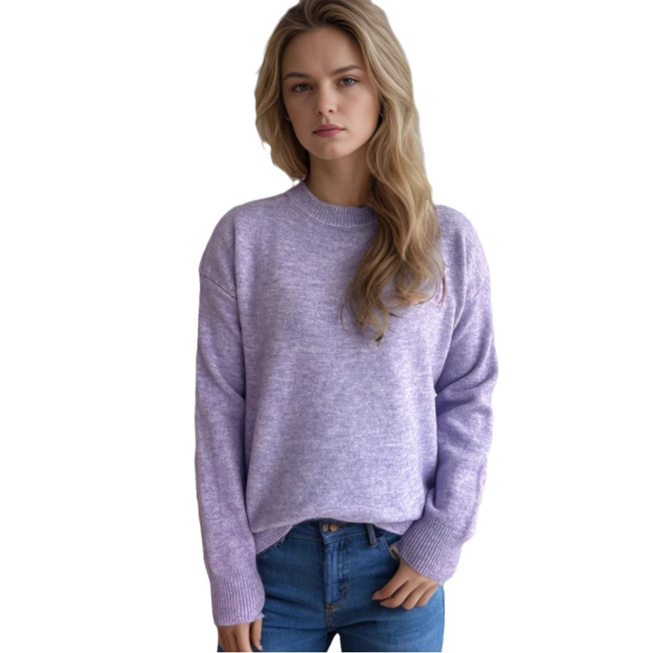 Damen lässiger Pullover mit weitem Schnitt und modernem Rippstrickdesign EB