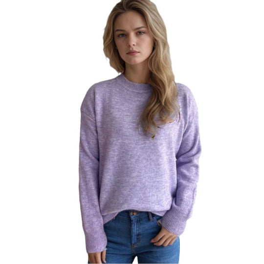 Damen lässiger Pullover mit weitem Schnitt und modernem Rippstrickdesign EB