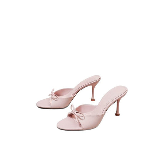 Damen elegante Mules mit zierlichem Schleifendetail EB