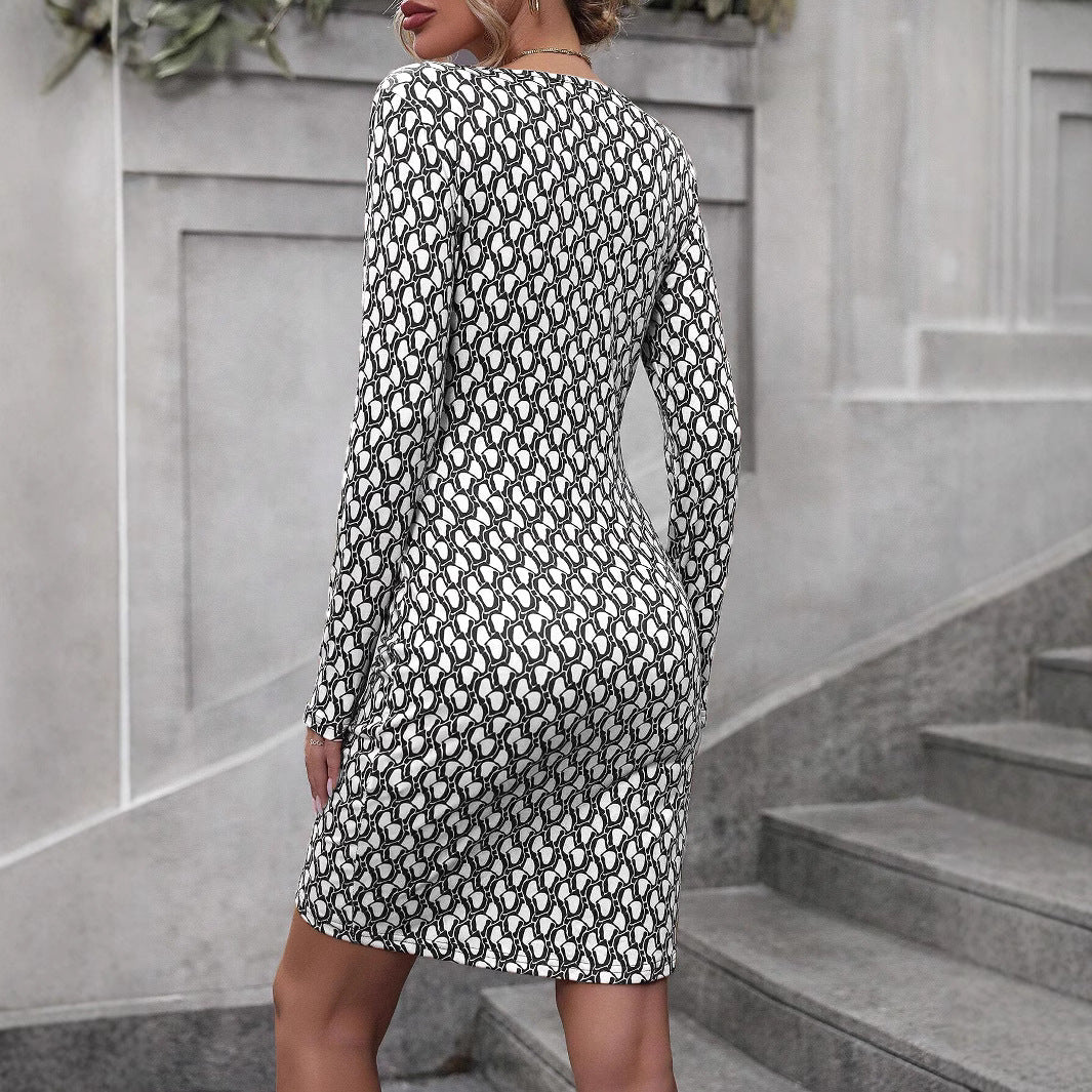 Damen Wickelkleid mit tiefem V-Ausschnitt und figurbetonter Silhouette EB