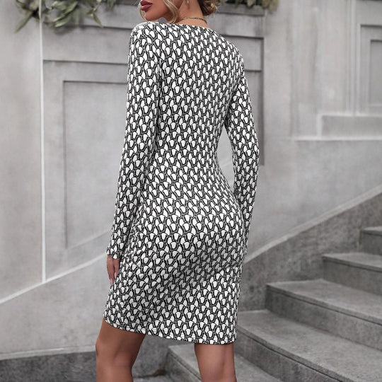 Damen Wickelkleid mit tiefem V-Ausschnitt und figurbetonter Silhouette EB