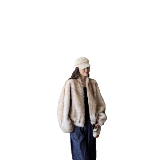 Damen Elegante und kuschelige Kurzjacke mit weit geschnittenen Ärmeln EB
