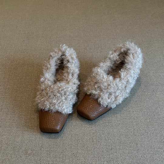 Damen Mokassins mit flauschigem Kragen und stylischem Design EB