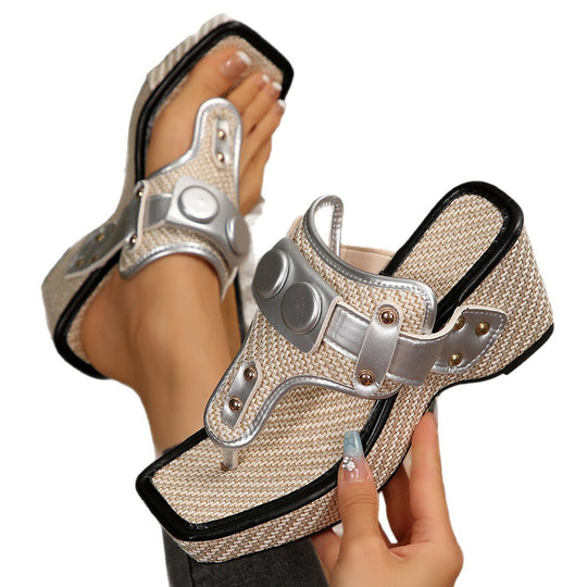 Damen Wedge-Sandaletten mit modischem Riemen-Design und komfortabler Plattform EB