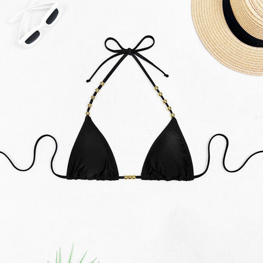 Damen Triangel-Bikini mit dekorativen goldfarbenen Akzenten EB
