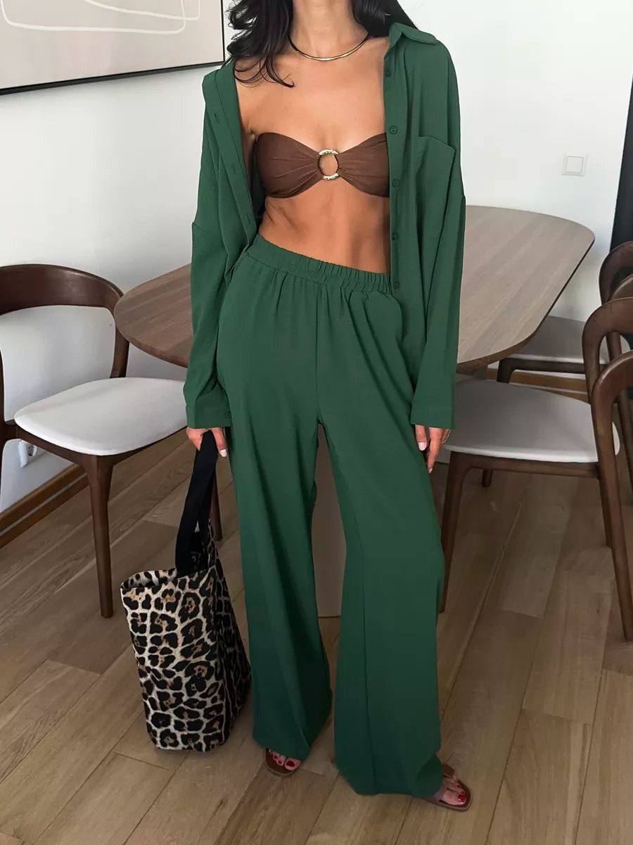 Damen lässige Bluse im Oversized-Stil mit Taschen EB