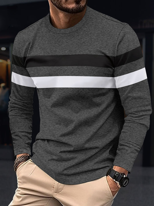 Herren modisches Langarmshirt mit sportlichen Streifen EB