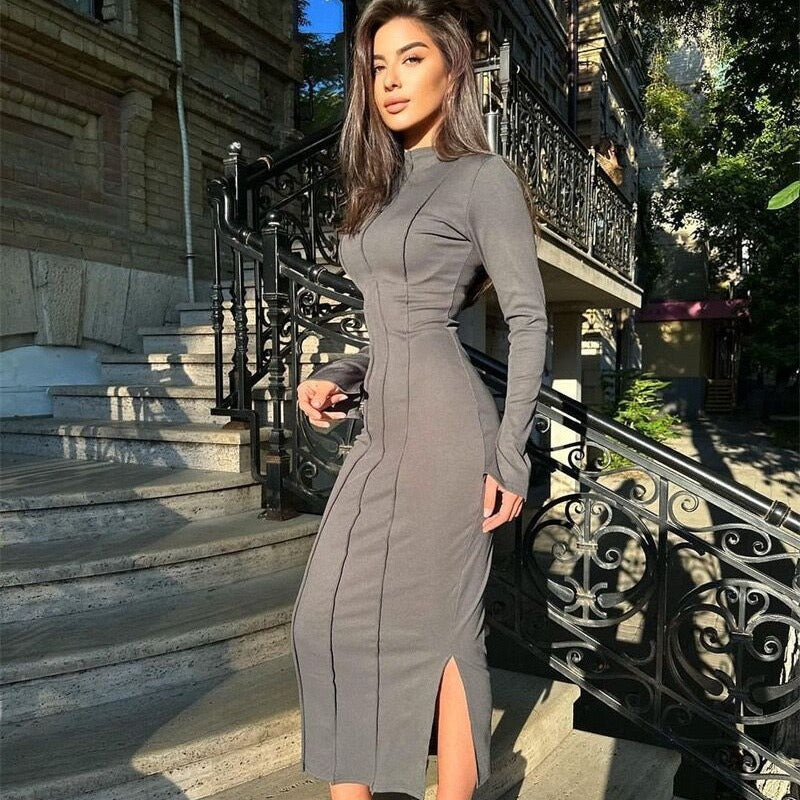 Damen figurbetontes Midikleid EB