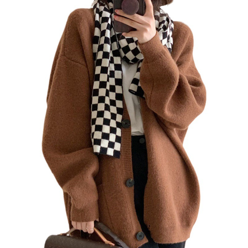 Damen Großer, bequemer Strickcardigan mit Knöpfen und Taschen EB