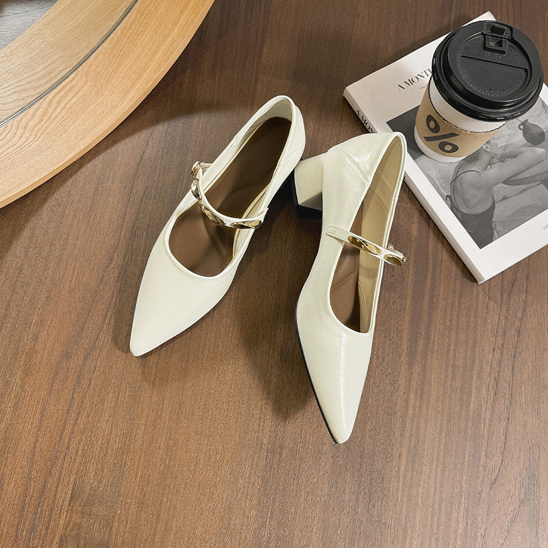 Damen Elegante Pumps mit modischem Riemen und komfortablem Blockabsatz EB