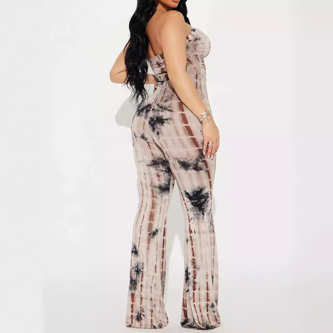 Damen Strapless Jumpsuit mit Raffungen und lässigem Schnitt EB