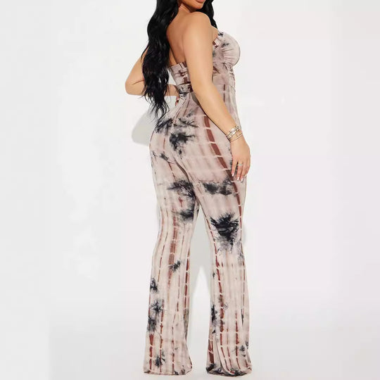 Damen Strapless Jumpsuit mit Raffungen und lässigem Schnitt EB