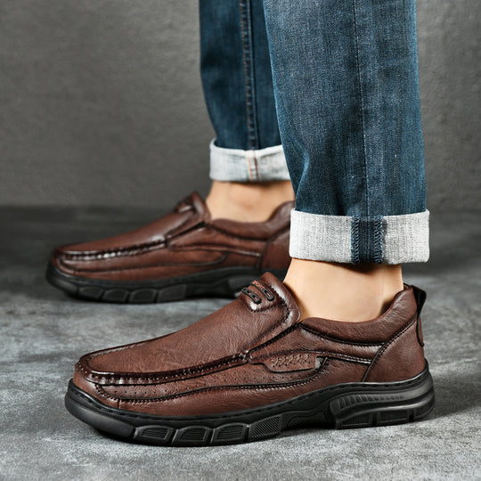 Herren Bequeme Leder-Mokassins mit rutschfester Sohle und atmungsaktivem Design EB