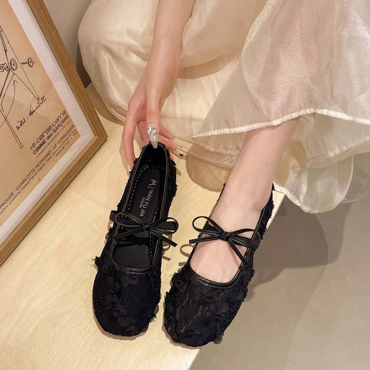 Damen Ballerinas mit floralem Spitzen-Design EB