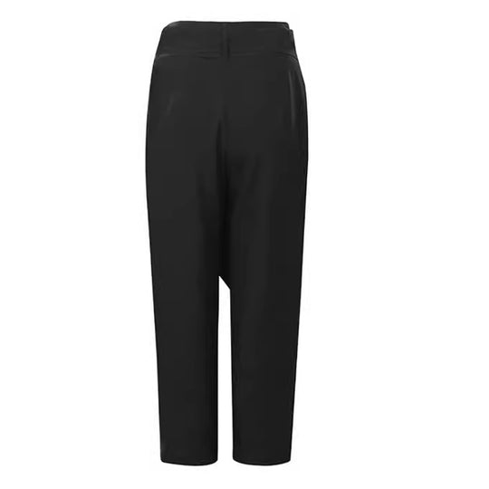 Damen nan Wickelhose aus Leinenmix mit hohem Taillenbund, überlappender Vorderseite und großzügiger Eingrifftasche EB