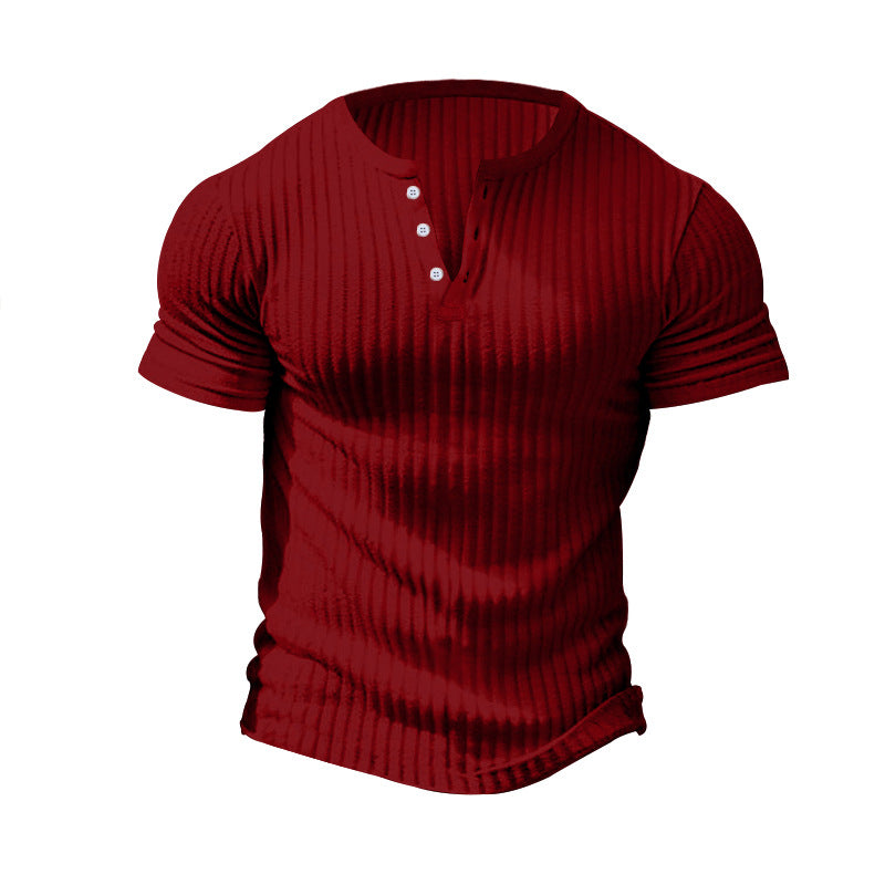 Herren Kurzarm Henley-T-Shirt mit strukturierter Oberfläche EB