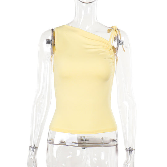 Damen Figurbetontes Top mit feinen Rüschendetails EB