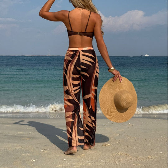 Damen Bikini-Set mit transparentem Maxirock und elegantem Oberteil EB