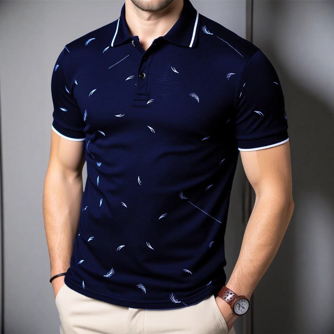 Herren Poloshirt mit modernem Druck und hochwertigem Baumwollmaterial EB